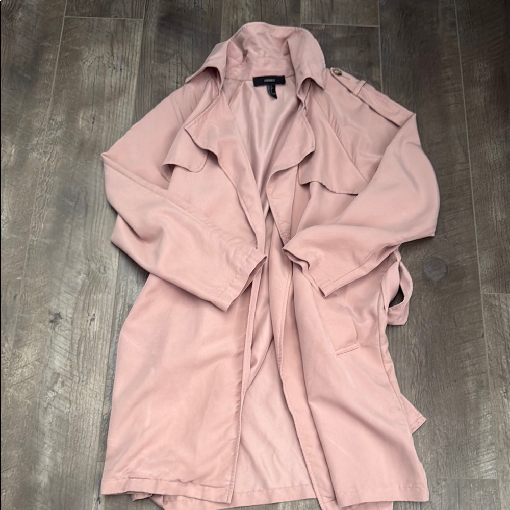 Forever 21 Pink Trench Coat Lightweight Oversized